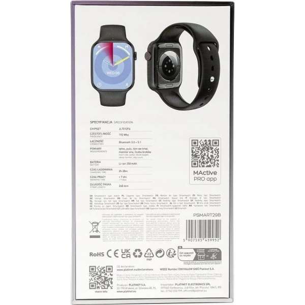 Platinet PSMART29B Smart Watch Black