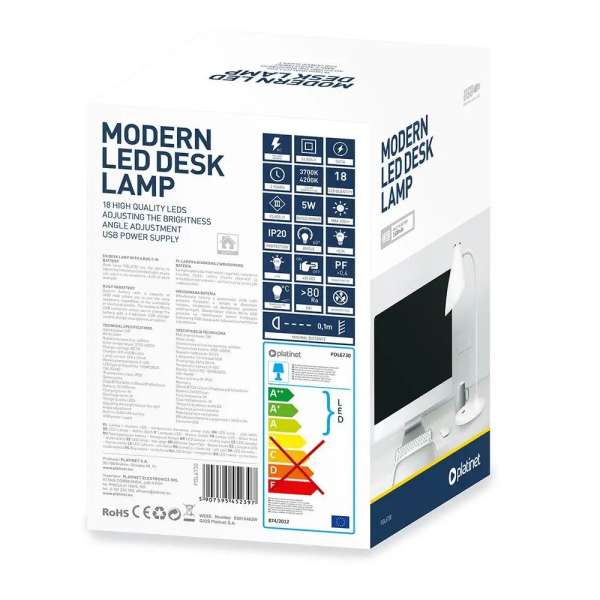 Platinet Rechargeable Desk Lamp 2400mAh 5W White