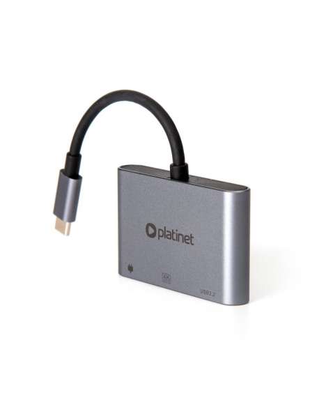 Platinet USB-C 3.2 Gen2 10GB/S Media Hub 3in1 HDMI 4K USB-A 3.2 USB-C PD 100W Aluminium