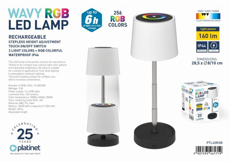 Platinet Wavy RGB LED Lamp White