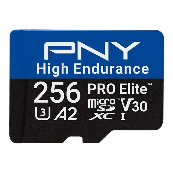 PNY 256GB microSDXC Pro Elite High Endurance Class 10 U3 V30 A2 + adapterrel