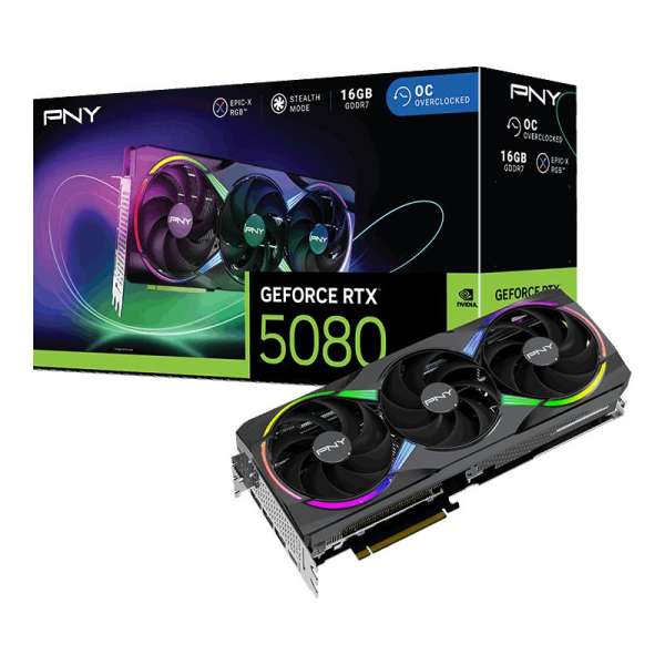 PNY GeForce RTX5080 16GB DDR7 ARGB EPIC-X RGB Overclocked Triple Fan