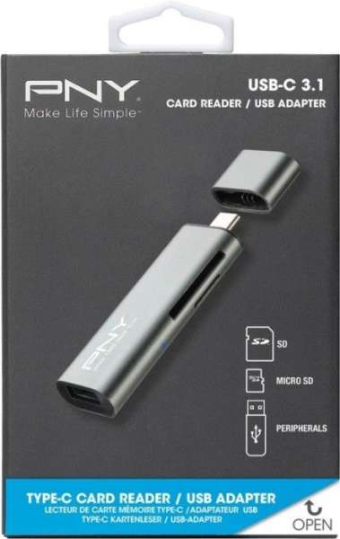 PNY Type-C Card Reader / USB Adapter Silver