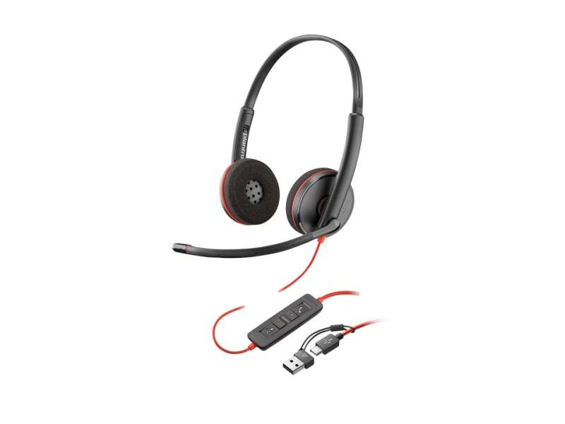 Poly Plantronics HP Blackwire 3220 USB-A/USB-C Headset Black