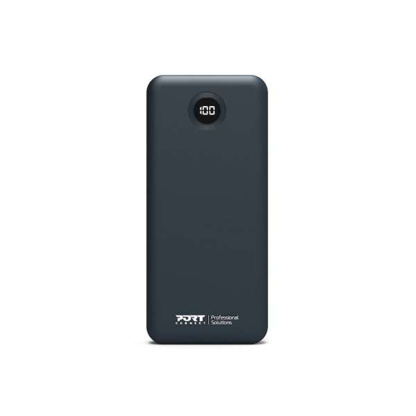 Port Designs 10000mAh Powerbank with Built-in USB-C Cables LCD Display Black