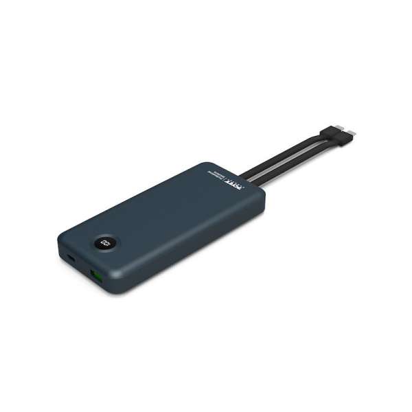 Port Designs 10000mAh Powerbank with Built-in USB-C Cables LCD Display Black