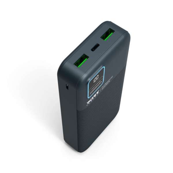 Port Designs 20000mAh Powerbank LCD Display USB-A QC / USB-C / Micro USB Black