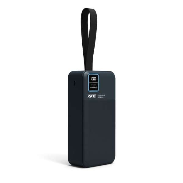 Port Designs 30000mAh Powerbank LCD Display USB-A QC / USB-C / Micro USB Black