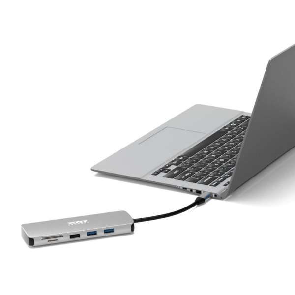 Port Designs 9-in-1 USB-C 1× 4K Docking Station Aluminium Design 85W PD Silver