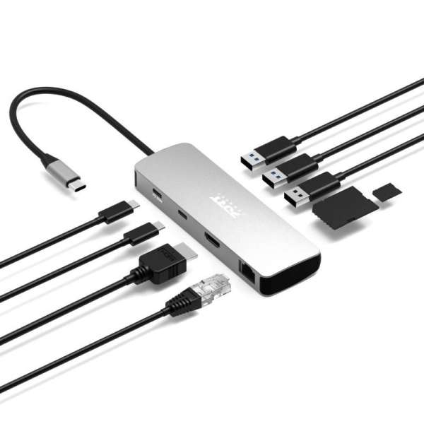 Port Designs 9-in-1 USB-C 1× 4K Docking Station Aluminium Design 85W PD Silver