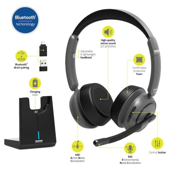 Port Designs Bluetooth stereo microphone helmet with PRO ON''''R 700 base Headset Black