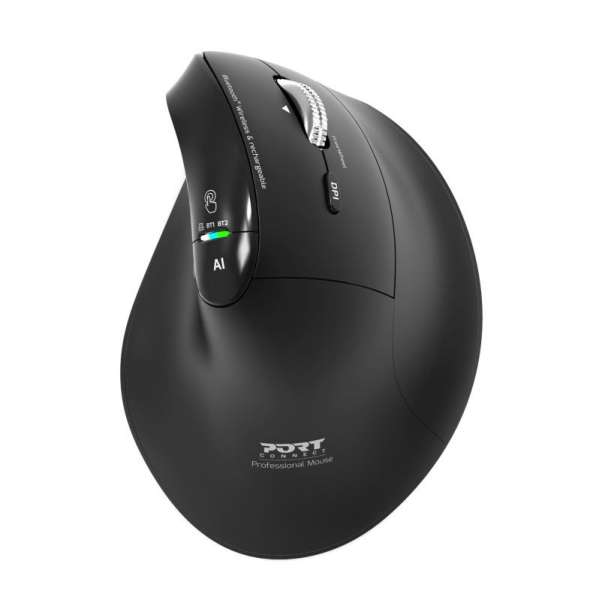 Port Designs Ergo Auditor Ergonomic Wireless Bluetooth Rechargeable Mouse Black