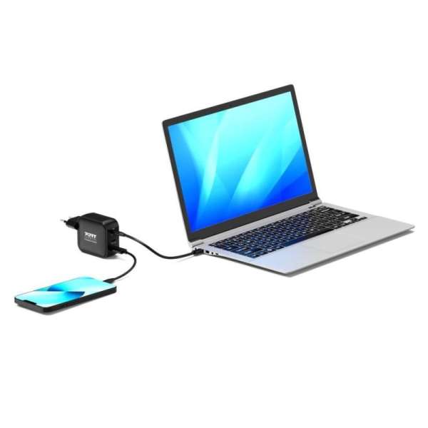 Port Designs GaN2 PD 100W Wall Charger with 2M USB-C cable Black