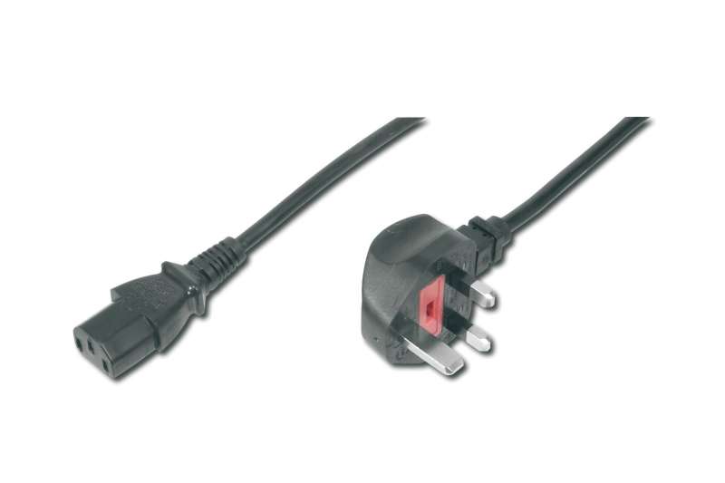 Assmann Power Cord, UK plug, 90° angled - C13 1,8m Black