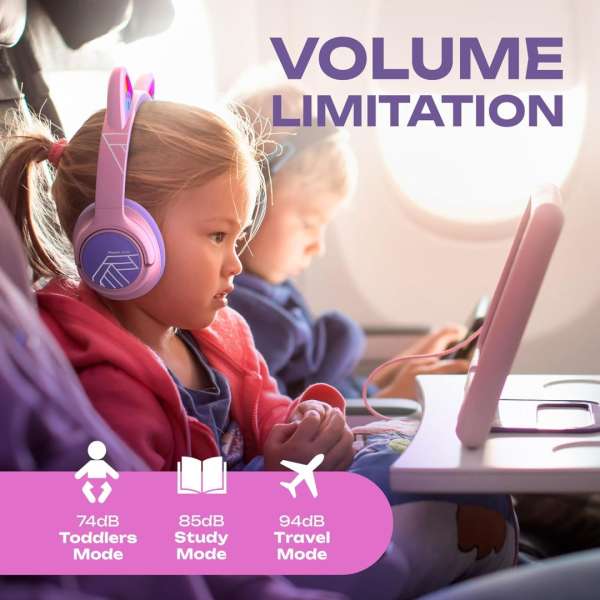 PowerLocus Bobo Ears Kids Bluetooth Headset Purple/Pink