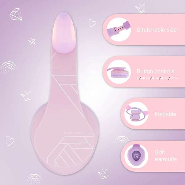 PowerLocus P2Kids Bluetooth Headset Purple/Pink Ears
