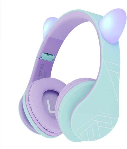 PowerLocus P2Kids Bluetooth Headset Teal/Purple Ears