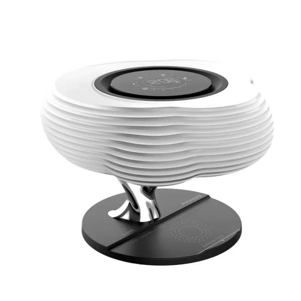 Promate HomeCloud 3-in-1 Cloud Design Wireless Speaker with LED Nightlight and Wireless Charger Black/White