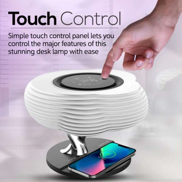 Promate HomeCloud 3-in-1 Cloud Design Wireless Speaker with LED Nightlight and Wireless Charger Black/White