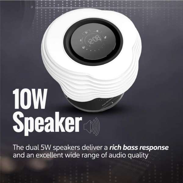 Promate HomeCloud 3-in-1 Cloud Design Wireless Speaker with LED Nightlight and Wireless Charger Black/White