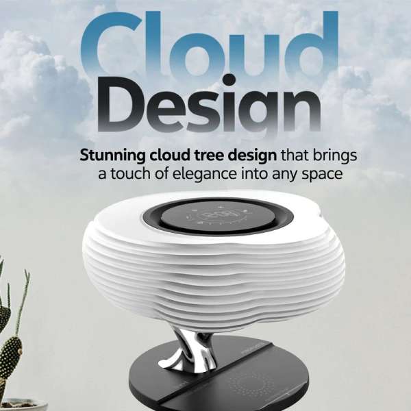 Promate HomeCloud 3-in-1 Cloud Design Wireless Speaker with LED Nightlight and Wireless Charger Black/White