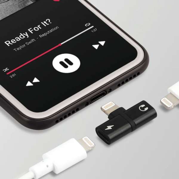 Promate Ihinge LT 2in1 Lightning adapter Black