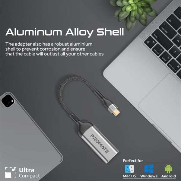Promate MediaLink-8K 8K@60Hz CrystalClarity USB-C to HDMI Adapter