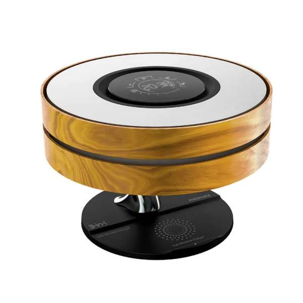 Promate Mirth 3-in-1 Contemporary Designed Wireless Speaker with Desk Lamp and Wireless Charger Wood