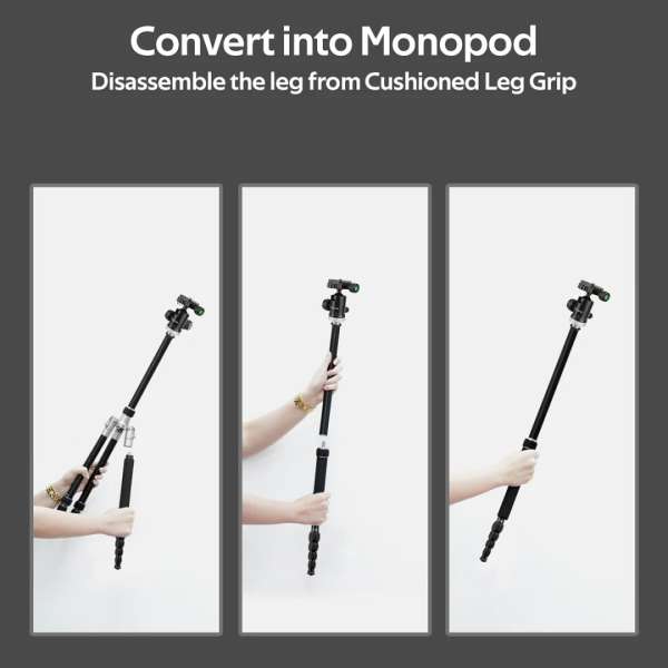 Promate Precise-160 Premium Professional Anodized Aluminum Travel Tripod Black