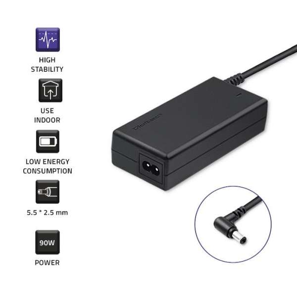 Qoltec 50075 19V / 4,9A 90W 5,5x2,5mm Asus hálózati notebook töltő