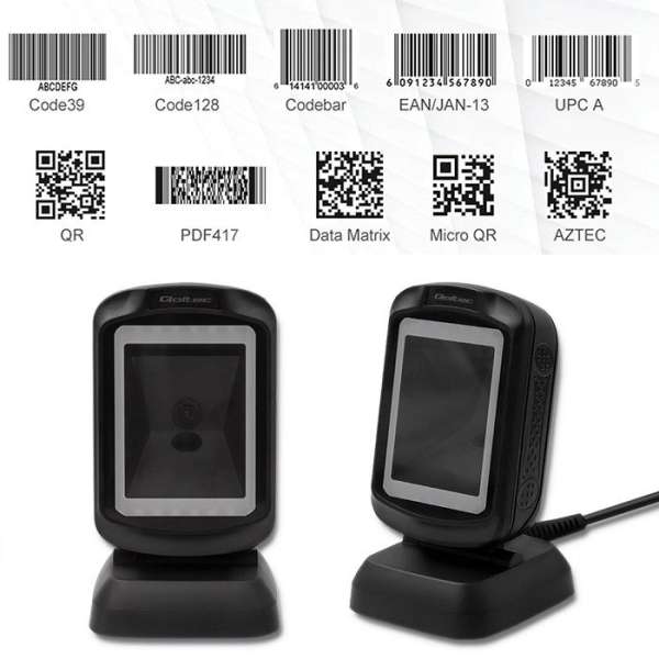 Qoltec Desktop QR & Barcode Lézer vonalkódolvasó USB Black