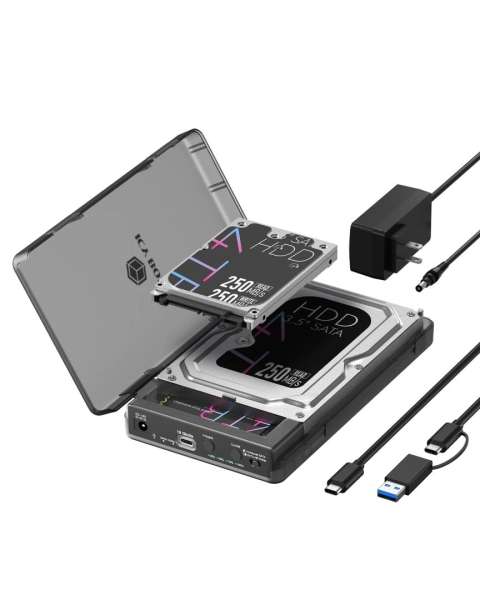 Raidsonic IB-3882MSCL-CU31 Clone and DockingStation for M.2 NVMe SSD and 2.5"/3.5" SATA SSD/HDD Black