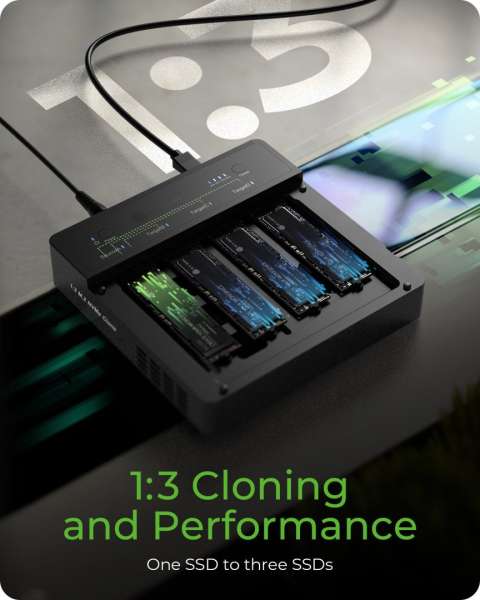 Raidsonic IcyBox IB-4013MCL-C4 4-Bays USB4 Docking & CloneStation (1:3 clone) for NVMe M.2 SSD