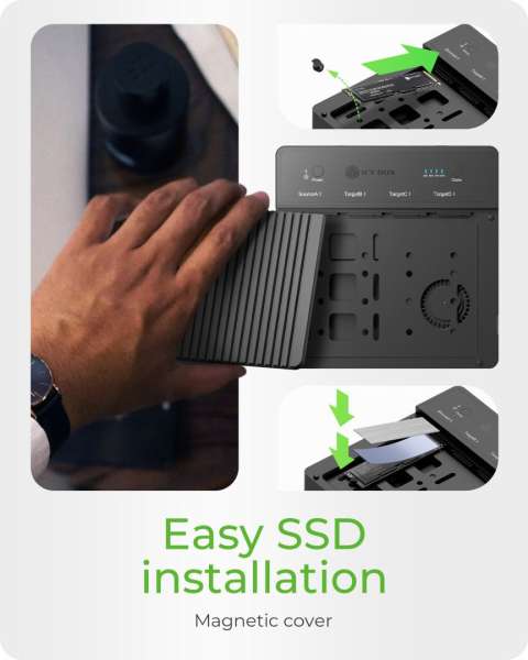 Raidsonic IcyBox IB-4013MCL-C4 4-Bays USB4 Docking & CloneStation (1:3 clone) for NVMe M.2 SSD