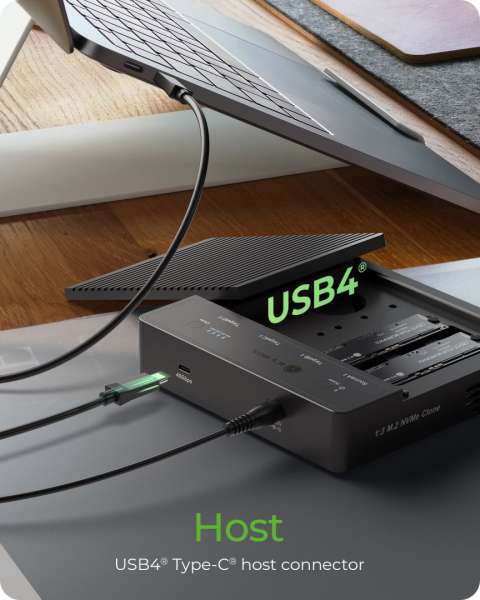 Raidsonic IcyBox IB-4013MCL-C4 4-Bays USB4 Docking & CloneStation (1:3 clone) for NVMe M.2 SSD