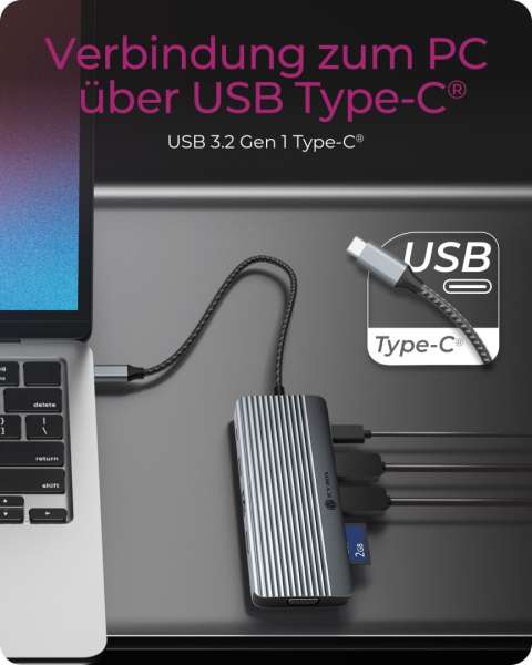 Raidsonic IcyBox IB-DK4040A-CPD USB-C Docking Station Grey