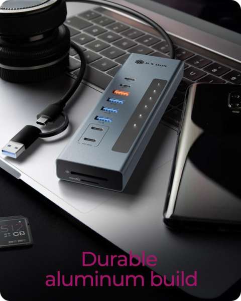 Raidsonic IcyBox IB-HUB1742CR-C2PD 11-portos USB3.2 HUB Black