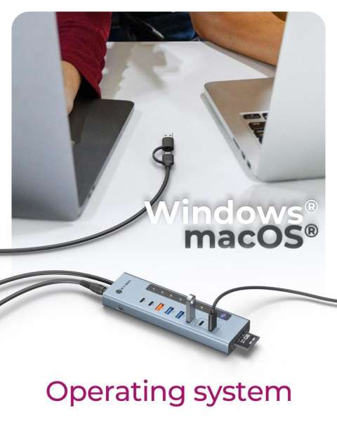 Raidsonic IcyBox IB-HUB1742CR-C2PD 11-portos USB3.2 HUB Black
