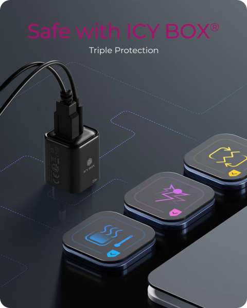 Raidsonic IcyBox IB-PS1020-PD 2-Port USB 20W Fast Charger for Mobile Devices