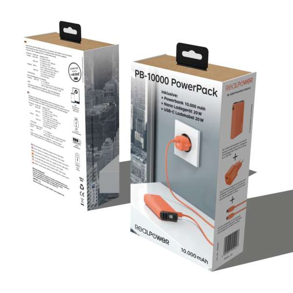 Realpower PB-10000 Set 10000mAh PowerBank Orange