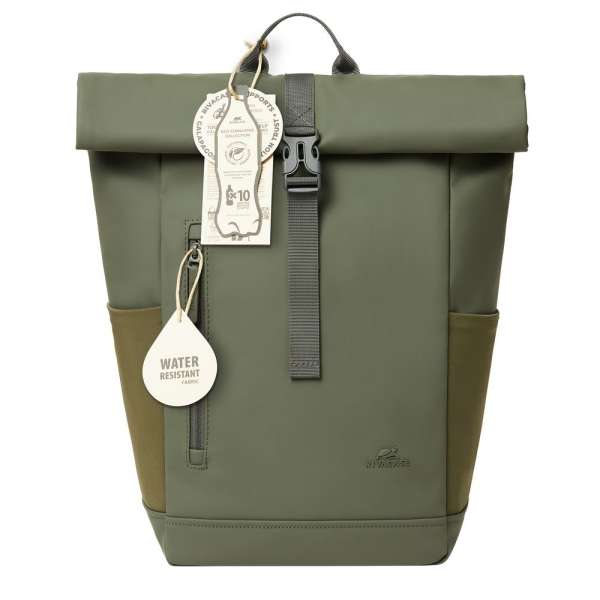RivaCase 7826 ECO 17L Roll top backpack 14" Olive Green
