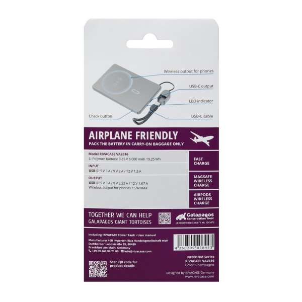 RivaCase Rivapower VA2616 5000mAh PowerBank Grey
