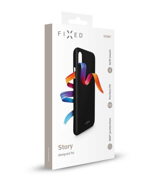 FIXED Rubber Hátlap Story Apple iPhone 11, Fekete, Mobiltelefon Kiegészítő