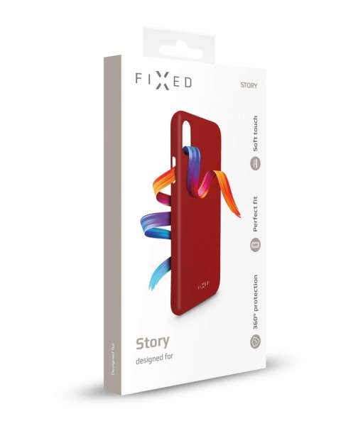 FIXED Rubber Hátlap Story Apple iPhone 11 Pro Max, Piros, Mobiltelefon Kiegészítő