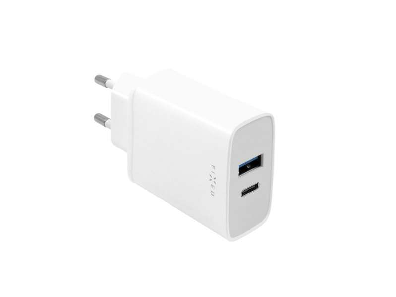 FIXED hálózati töltő USB-C és USB kimenettel, PD, 30W, fehér