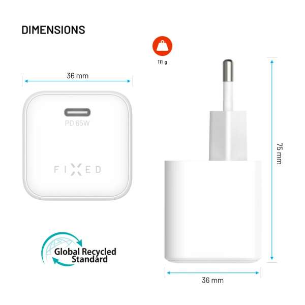 Samsung mini USB-C GaN töltő 65W, fehér