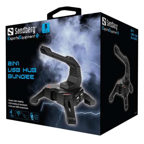 Sandberg 2in1 USB Hub Bungee Black