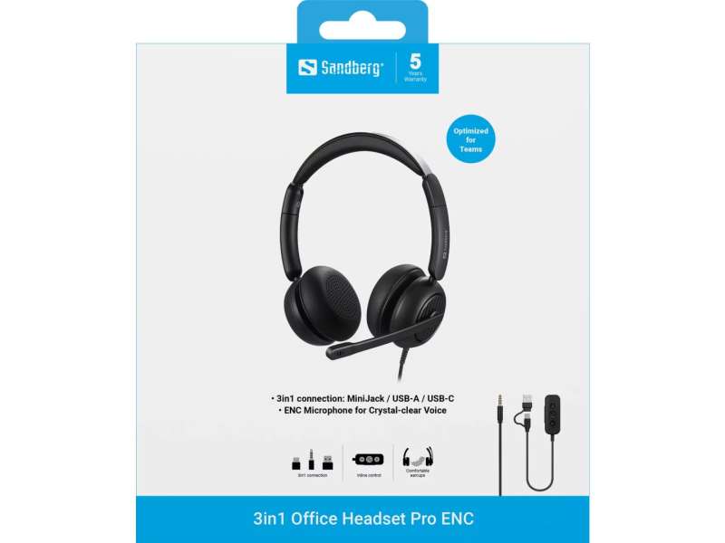 Sandberg 3in1 Office Headset Pro ENC Black
