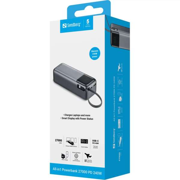 Sandberg All-in1 PD240W 27000mAh Powerbank Blue