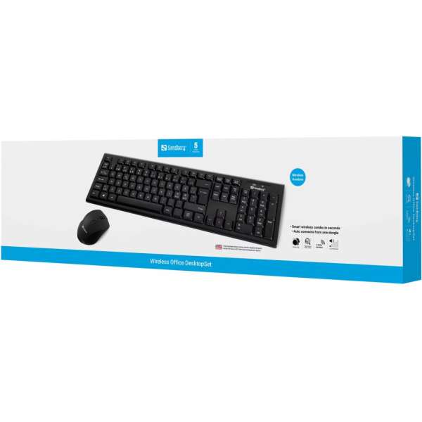 Sandberg Office DesktopSet INT Wireless Keyboard Combo Black HU